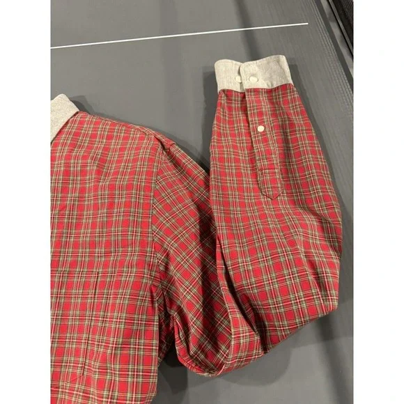 Vintage Brooks Brothers Men's Long Sleeve Red Plaid With Gray Collar/cuffs Large - Picture 3 of 3
